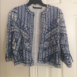 Blue and White Patterned Jacket